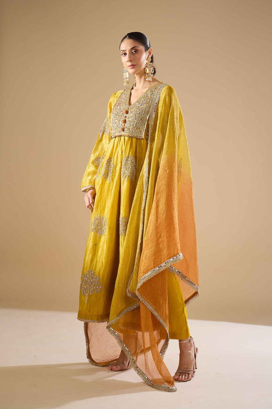 Yellow Tissue Shirt Set