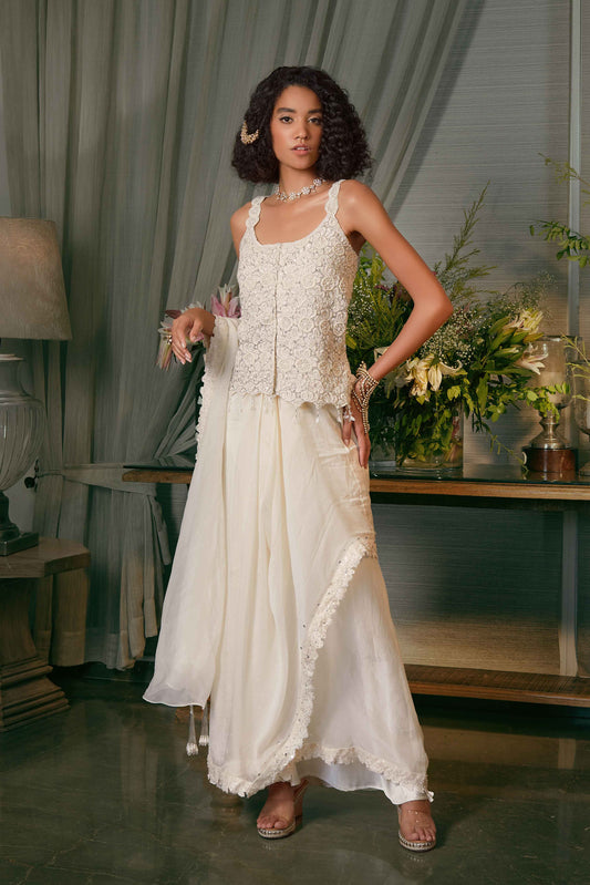 White Top & Sarong Skirt