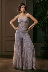 Lavender Corset & Wide Leg Pants