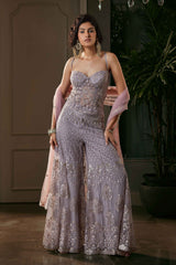 Lavender Corset & Wide Leg Pants