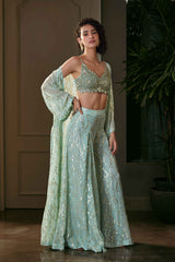 Bralette, Wide Leg Pants & Cape Set