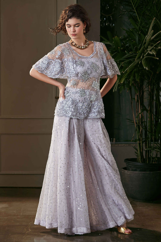 Lavender Top & Wide Leg Pants