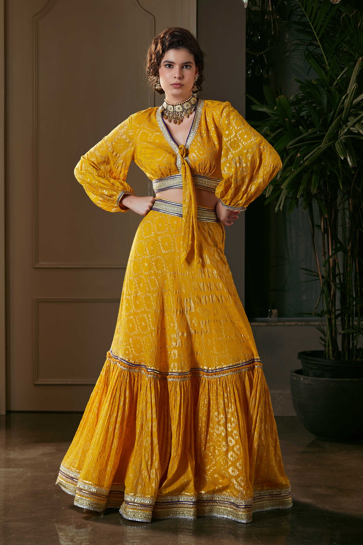 Mustard Tie & Dye Lehenga Set