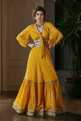 Mustard Tie & Dye Lehenga Set