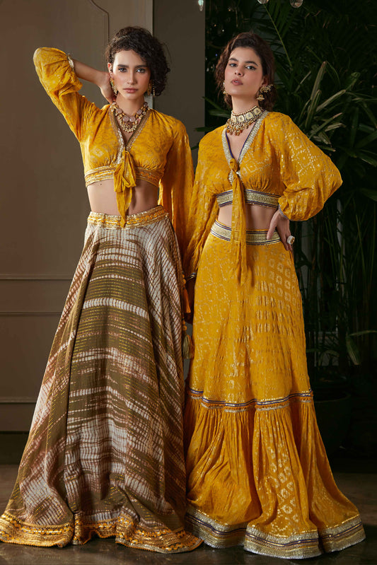 Mustard Tie & Dye Lehenga Set