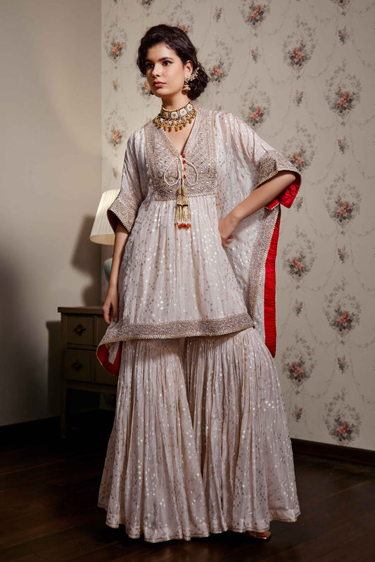 Ivory Kaftan & Gharara Set