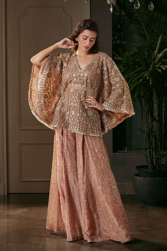 Gold Cape & Wide Leg Pants