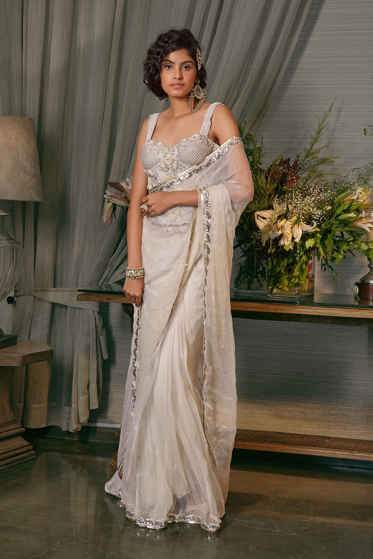 Ivory Corset Saree