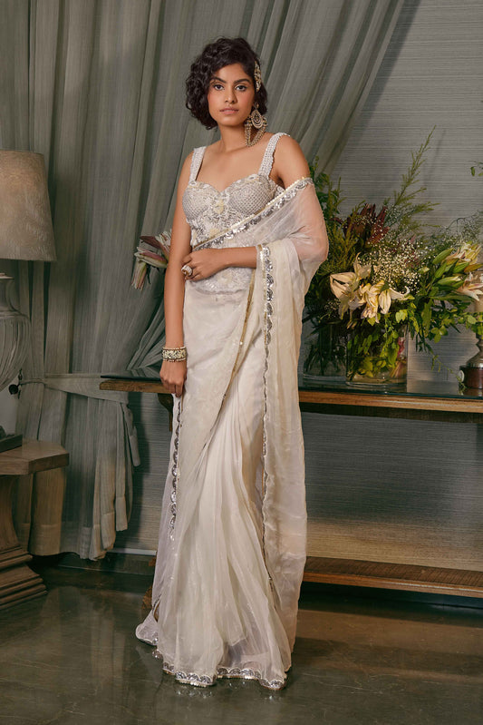 Ivory Corset Saree