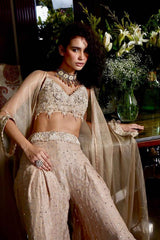 Sequin Bralette, Wide Leg Pants & Cape Set