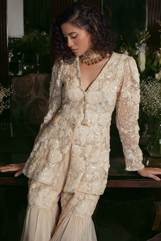 Ivory Sequin Jacket & Sharara