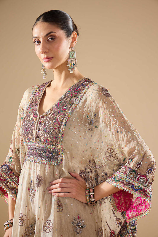 Silver Tissue Kaftan Set