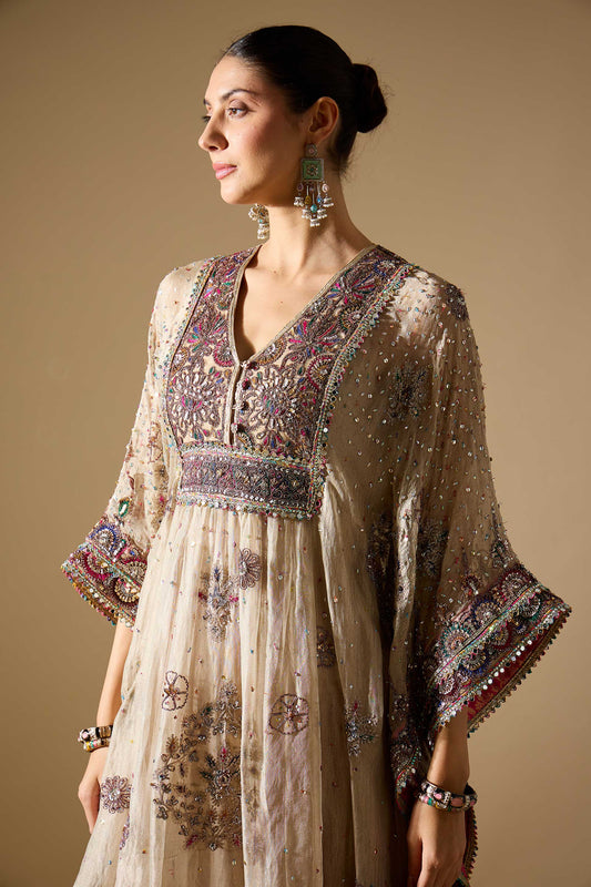 Silver Tissue Kaftan Set