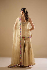 Gold Tissue Shirt & Gharara Set