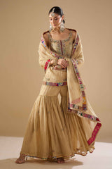 Gold Tissue Shirt & Gharara Set