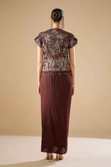 Brown Jacket & Skirt Set