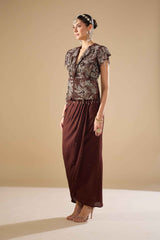 Brown Jacket & Skirt Set