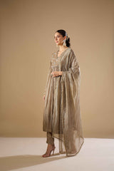 Charcoal Tissue Anarkali Set