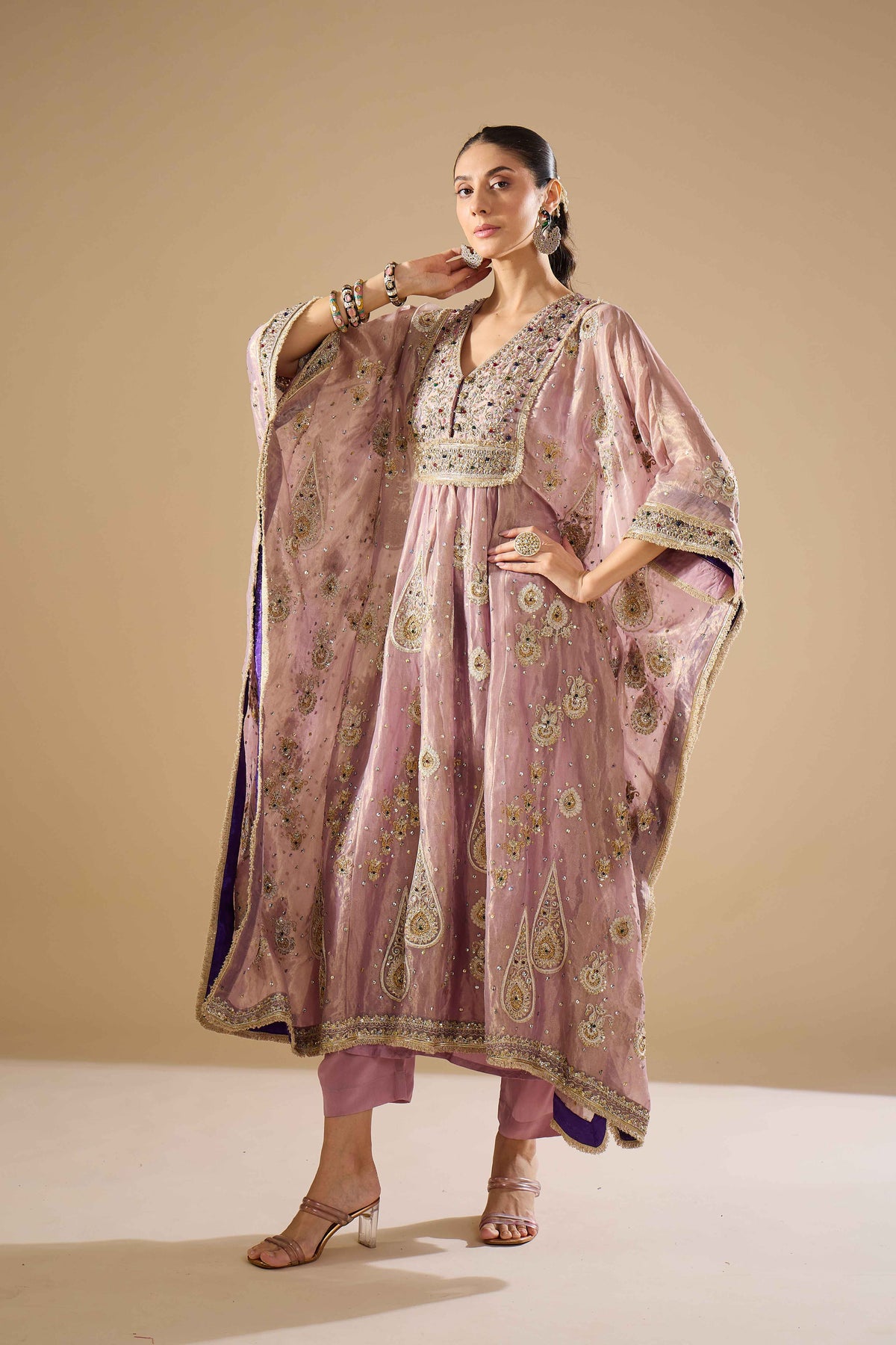 Lavender Tissue Kaftan Set