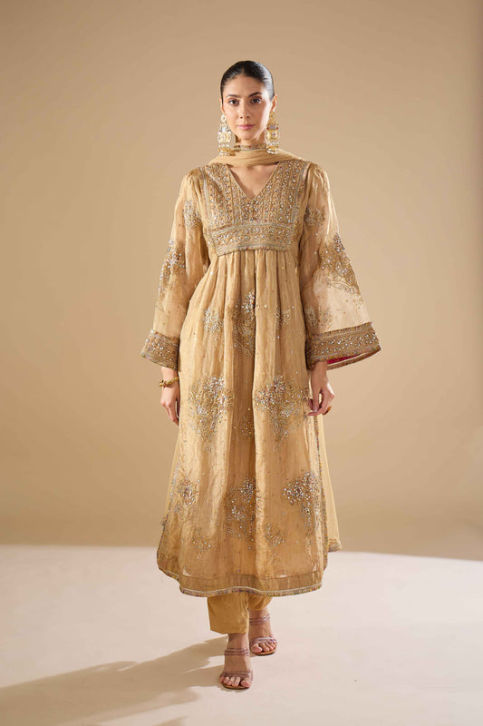 Gold Tissue Straight Shirt Set