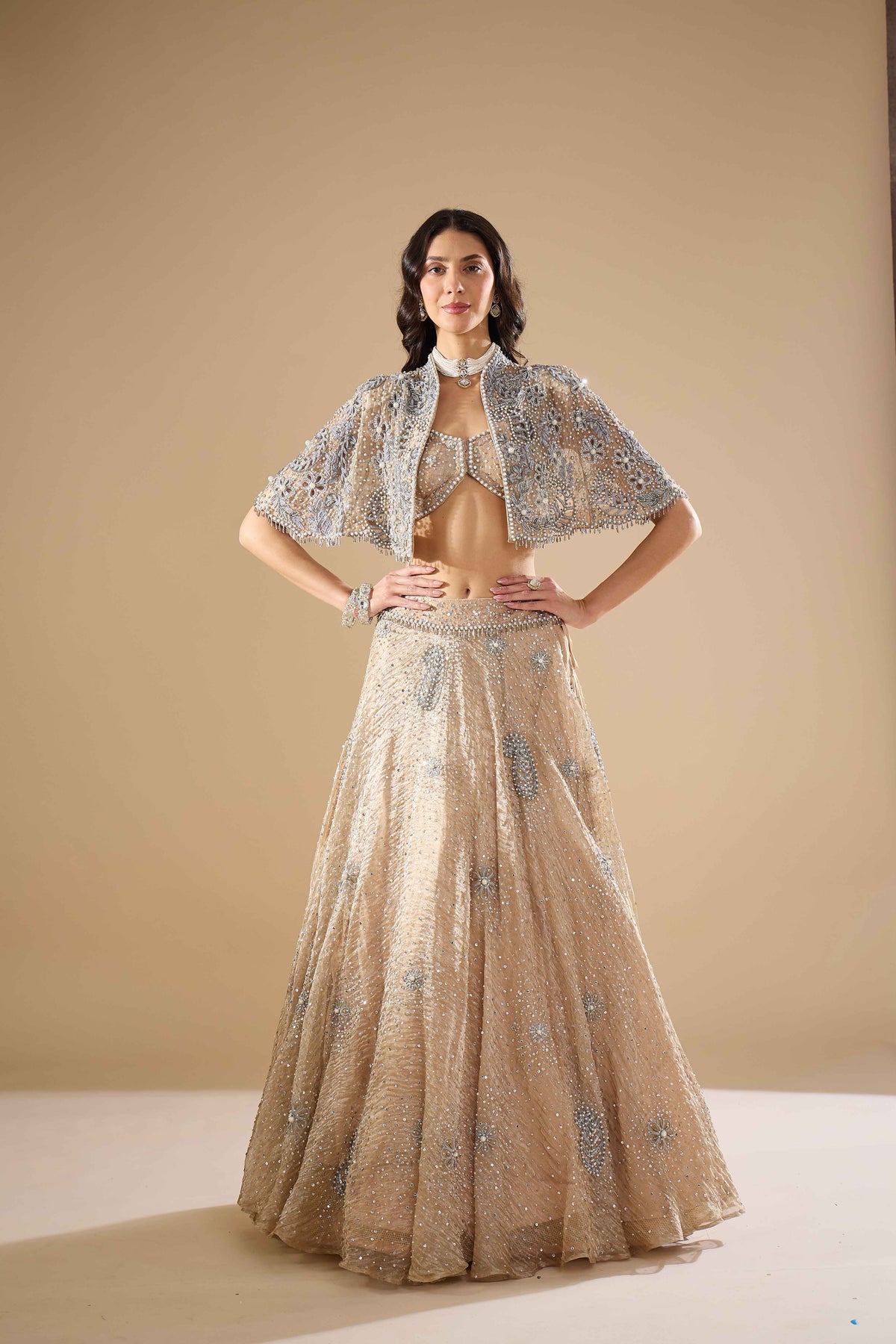 Champagne Tissue Lehenga Set
