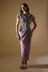 Lavender Raw Silk Jacket & Skirt