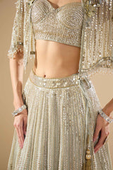 Sage Green Georgette Lehenga Set