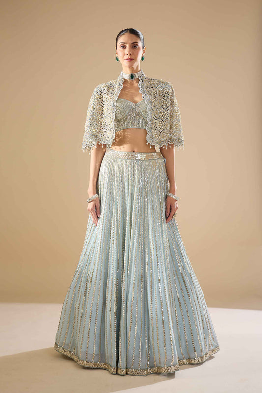 Powder Blue Georgette Lehenga Set