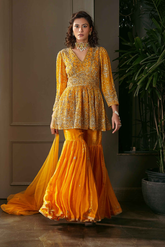 Mustard Peplum Top & Sharara