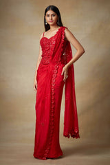 Red Corset Saree