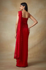 Red Corset Saree