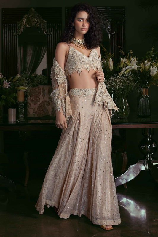 Ivory Jacket, Bralette & Pants Set