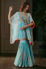 Aqua Kaftan & Gharara Set